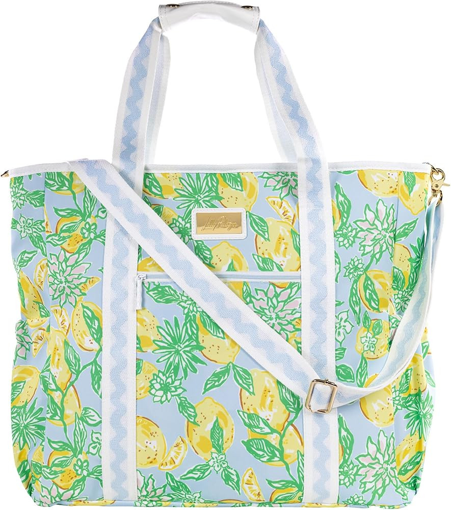 Lilly Pulitzer Yellow Picnic and Beach Cooler, Insulated Bag with Adjustable Shoulder Strap and Z... | Amazon (US)