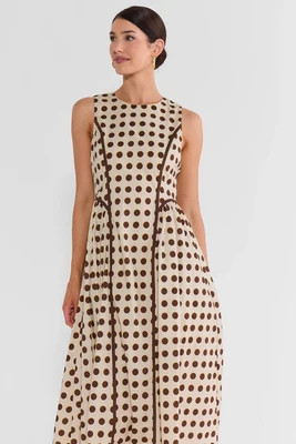 Ivory Polka Dot Midi Dress | Avara