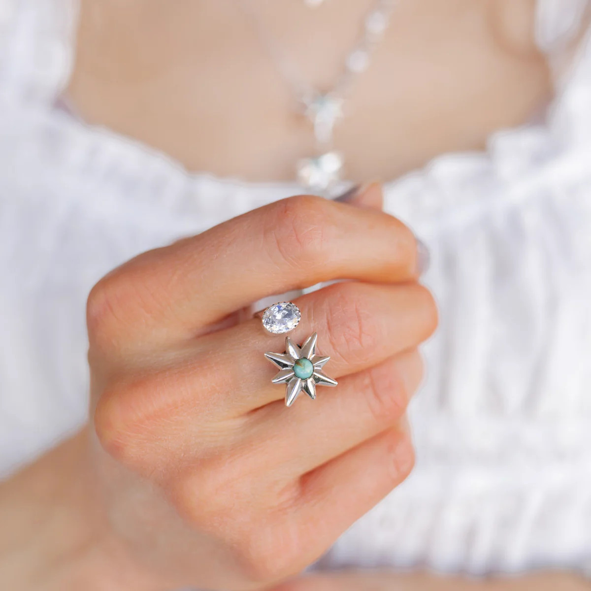 Grand Canyon Turquoise Star Floater Ring | Krush Kandy
