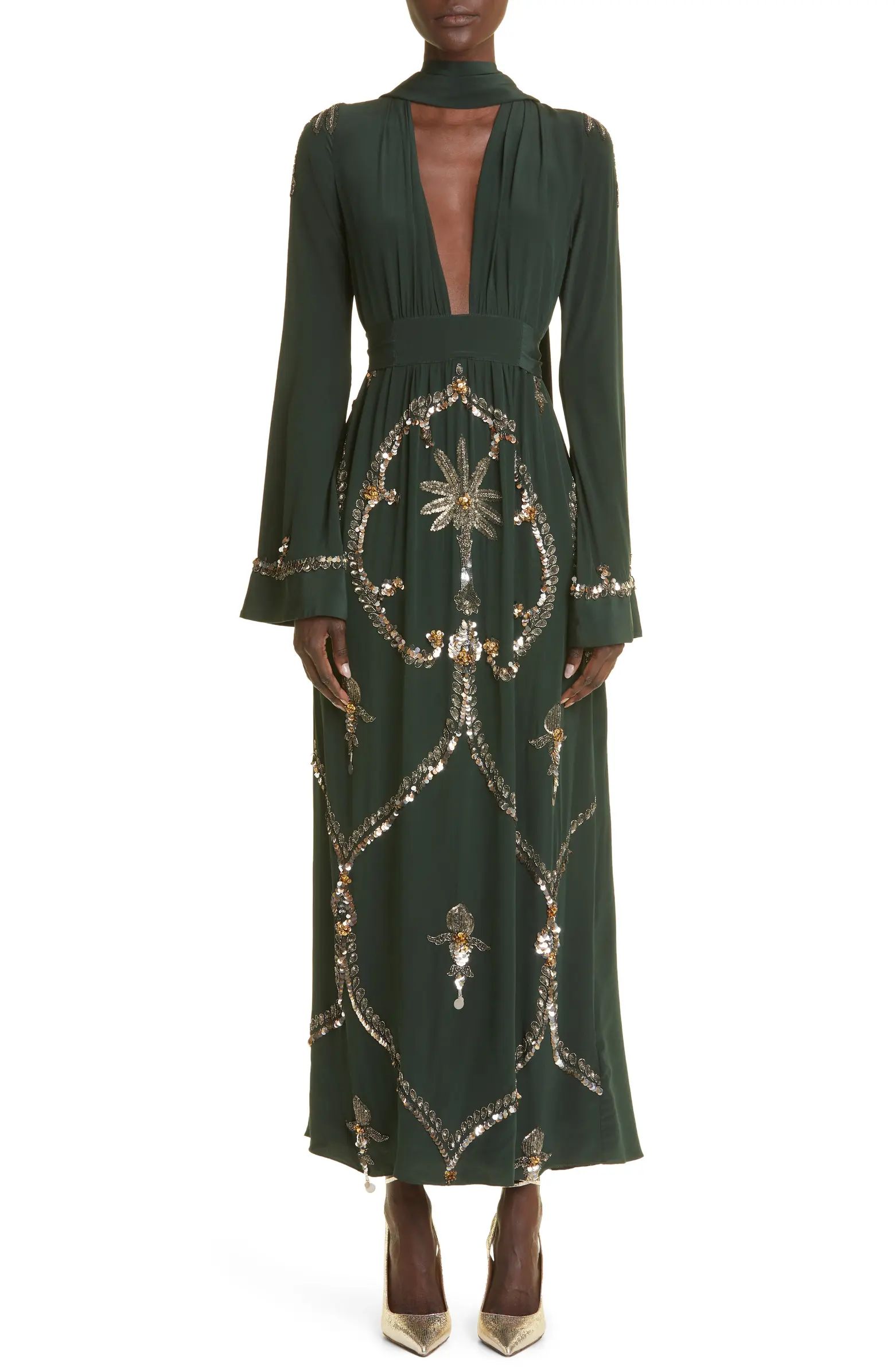 Johanna Ortiz Artistic Lifestyle Beaded Long Sleeve Silk Maxi Dress | Nordstrom | Nordstrom