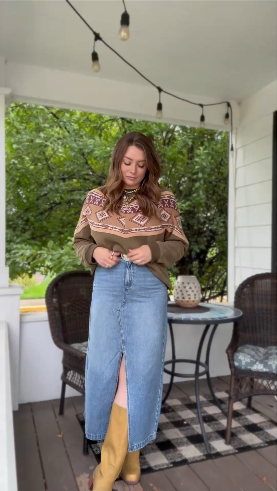 Fall 2025 western inspired outfit ideas from one of my favorite collections, Sterling & Stitch. 🍂🐴

Buckle Frye boots rustic denim skirt styling tips sweaters

#LTKStyleTip #LTKSeasonal