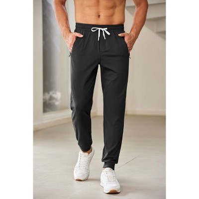 Pinspark Men's Joggers with Zipper Pockets Stretch Lightweight Athletic Track Pants Gym Quick Dry Workout Pants for Men Black M | Target
