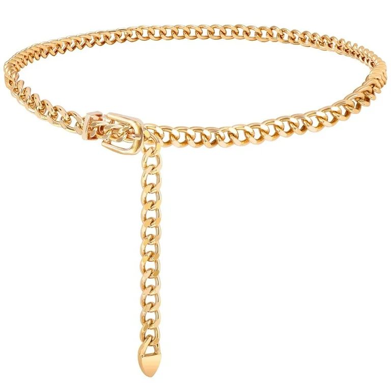 WHIPPY Women Chain Belt Ladies Gold Adjustable Metal Waist Belts for Jeans Dresses | Walmart (US)