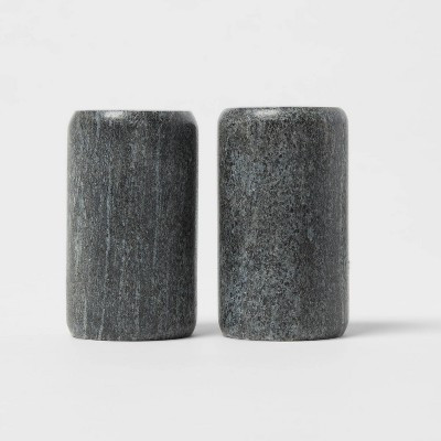 2pc Marble Salt and Pepper Shaker Set Gray - Threshold™: 3" Tall, Spot Clean, Tableware, 2 Pieces | Target
