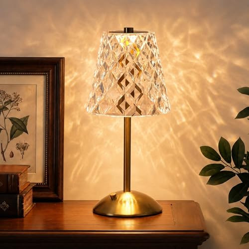 Nusogon Rechargeable Cordless Table Lamp, Gold Small Battery Powered Lamp | Amazon (US)