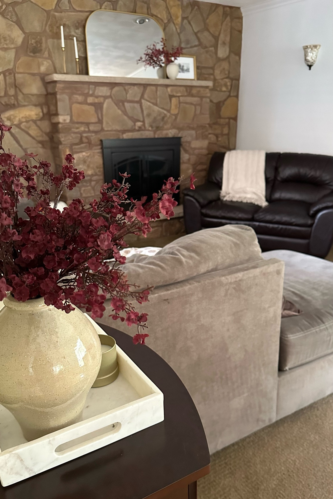 Fall living room 

Fall floral, fall stems, home decor, living room, arched mirror, neutral throw blanket, candlestick holders, ceramic vase, marble tray, fall candle 

#LTKfindsunder50 #LTKSeasonal #LTKhome