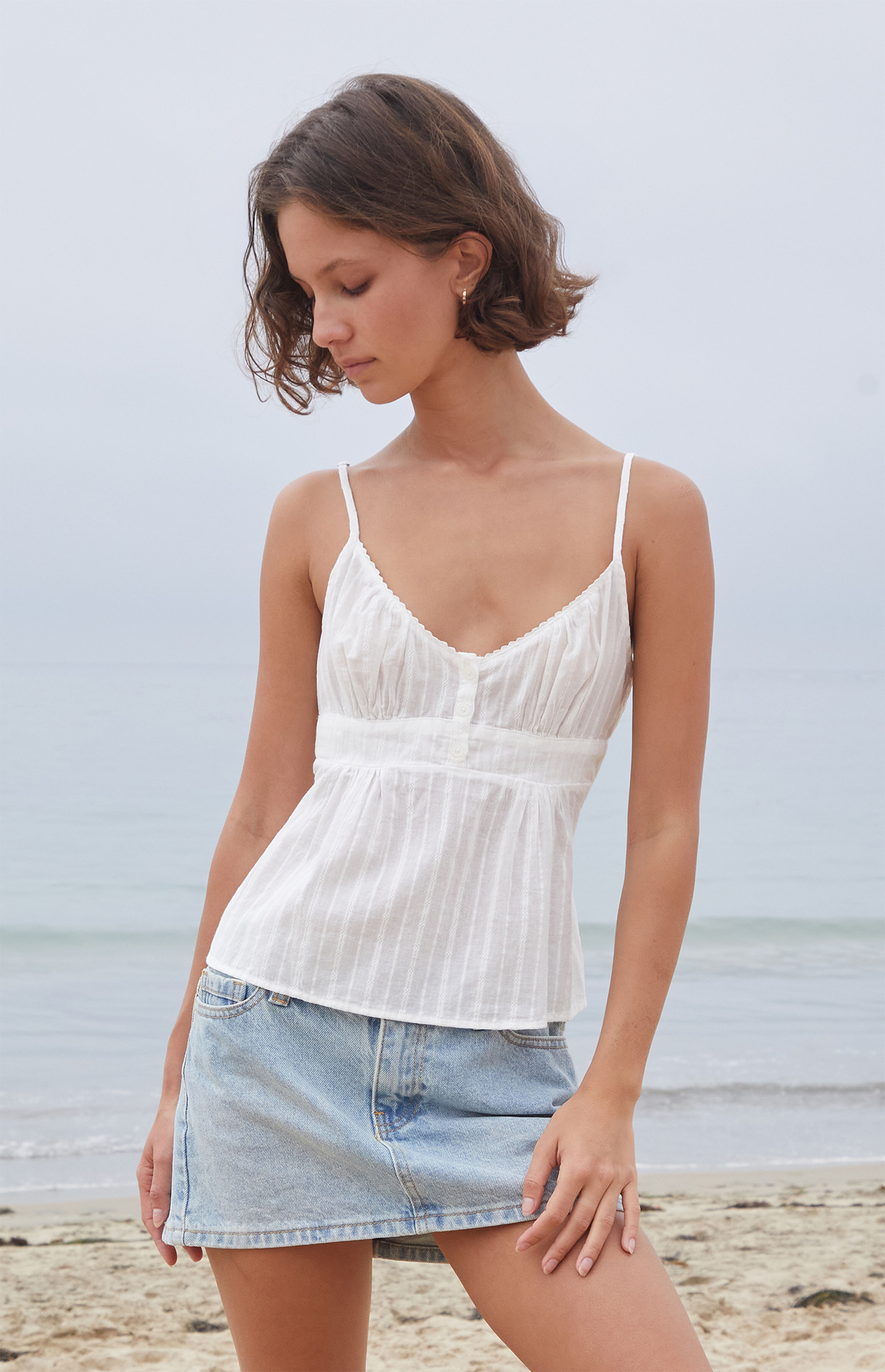 John Galt White Textured Tiffany Tank Top | PacSun