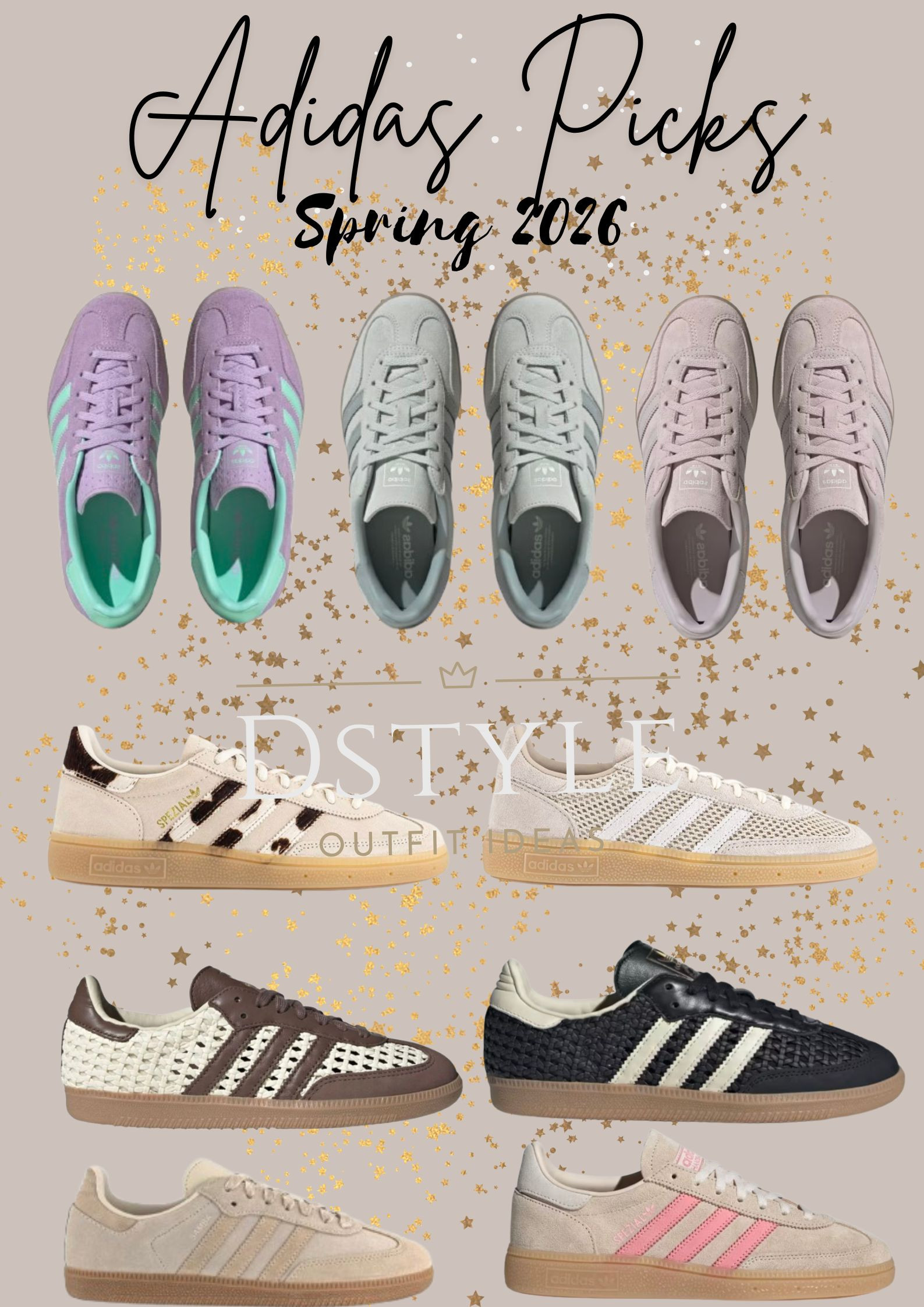 Adidas Spezial, Adidas Samba, Adidas Gazelle, Spezial Earth Strata, Samba OG, Adidas Spring 2026, Pastel sneakers, Neutral kicks, Lavender Adidas, Sage green sneakers, Cow print sneakers, Woven sneakers, Quiet luxury sport | Spring outfit ideas | Street style favorites, Casual chic footwear, California girl aesthetic | Brunch outfits | Travel sneakers | Athleisure style

#LTKshoecrush #adidasoriginals
#springwardrobe #founditonltk
 

#LTKootd #LTKmomlife #LTKTravel