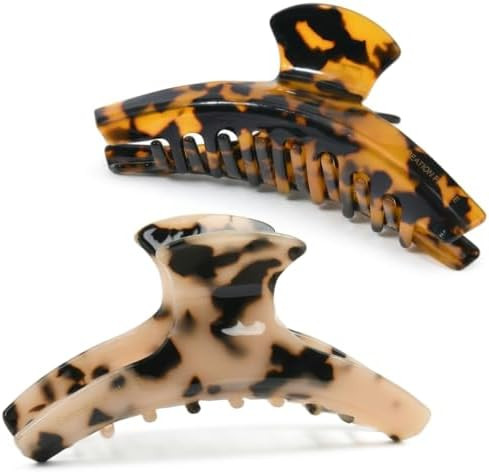 2 Pack Hair Claw Clips Women Large Tortoise Hair Clip French Design Barrettes Celluloid Leopard P... | Amazon (US)