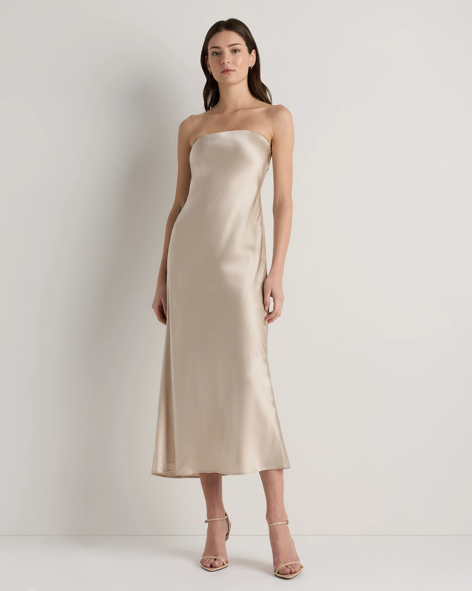 Quince | Women's Strapless Midi Dress in Navy, Size XL, Mulberry Silk | Quince