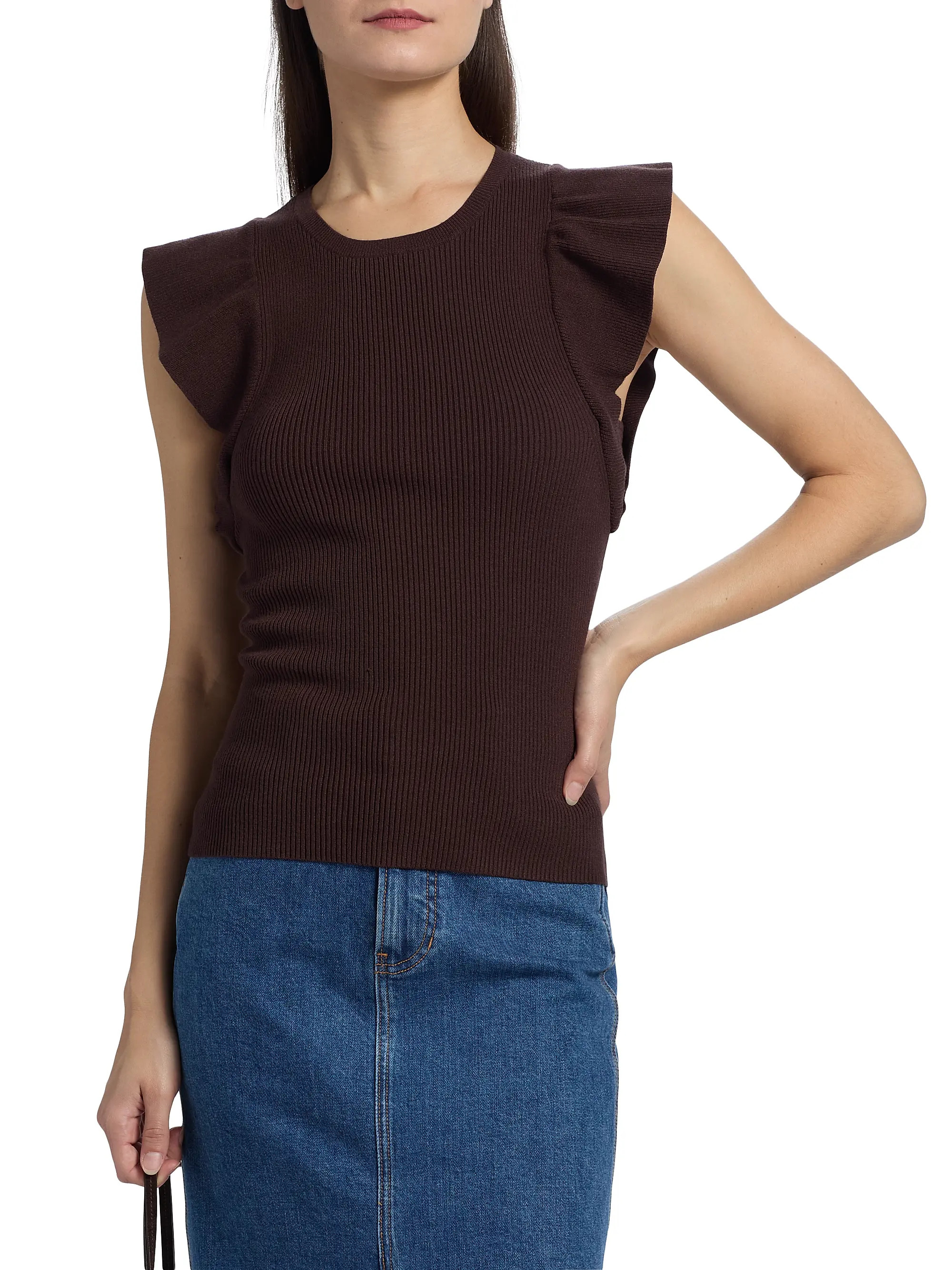 Rory Knitted Flutter-Sleeve Top | Saks Fifth Avenue