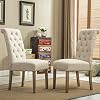 Roundhill Furniture Habit Solid Wood Tufted Parsons Dining Chair (Set of 2), Tan | Amazon (US)