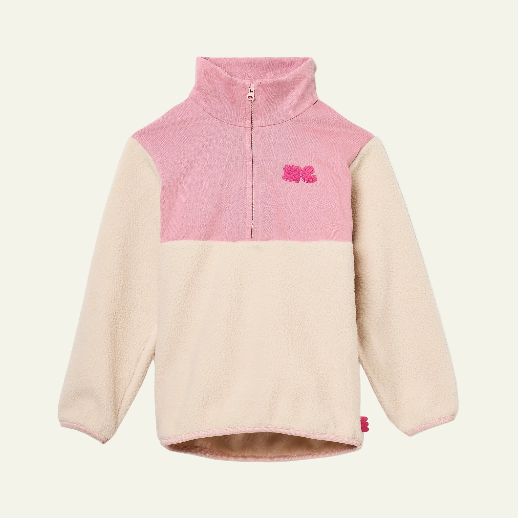 Recycled Cotton and Sherpa Pink Zip up | Mon Coeur