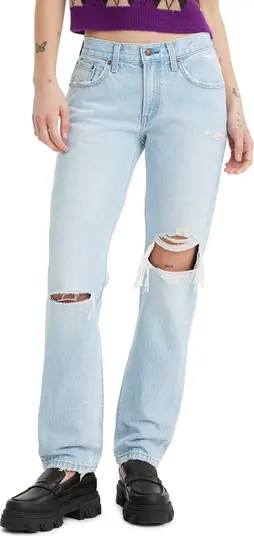 Middy Ripped Mid Rise Straight Leg Jeans | Nordstrom