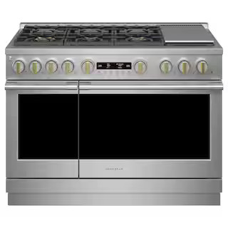 48 in. 8.9 cu. ft. Smart Double Oven Gas Range with Steam-Cleaning Convection Oven in Stainless Steel | The Home Depot
