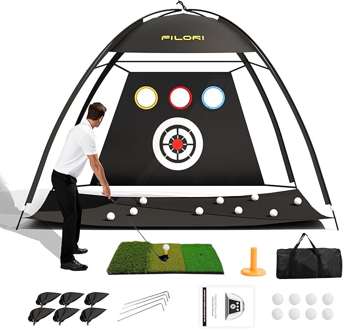 FILORI Golf Practice Net 10x7FT Heavy-Duty Golf Hitting Net with Tri-Turf Mat, 8 Balls, Tee & Car... | Amazon (US)