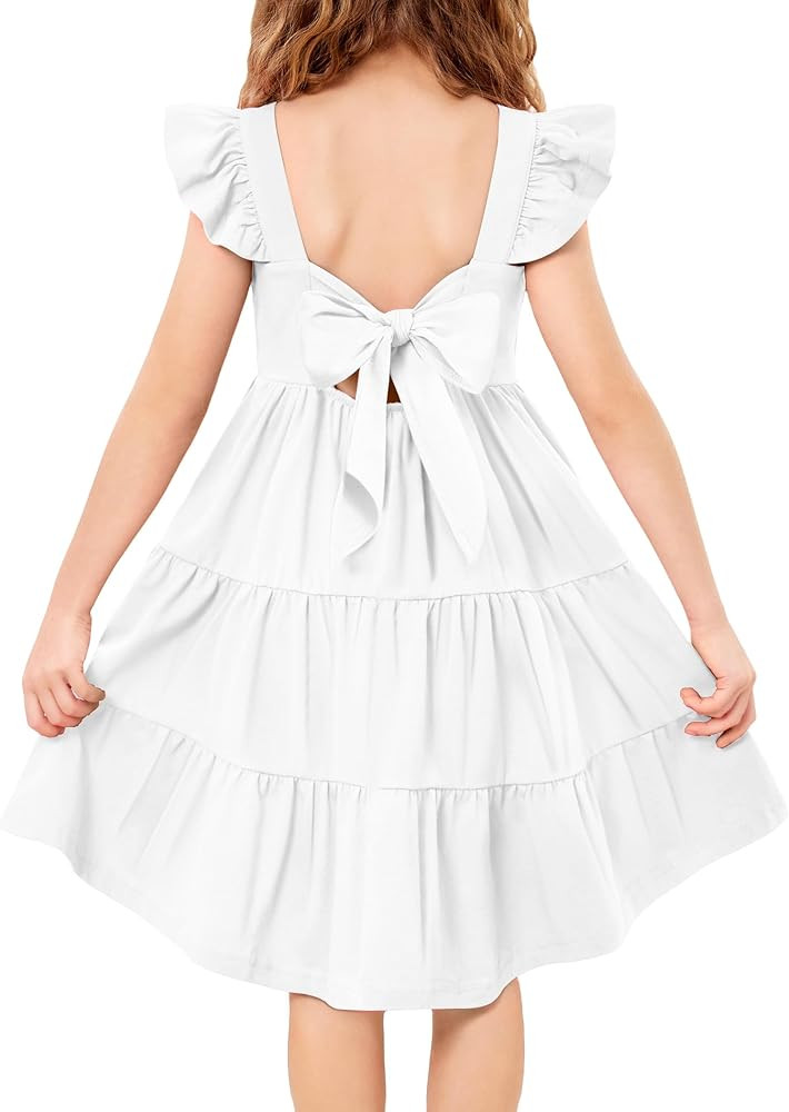 Arshiner Toddler Dress Little Girls Summer Cotton Backless High Low Hem Beach Casual Sundress wit... | Amazon (US)