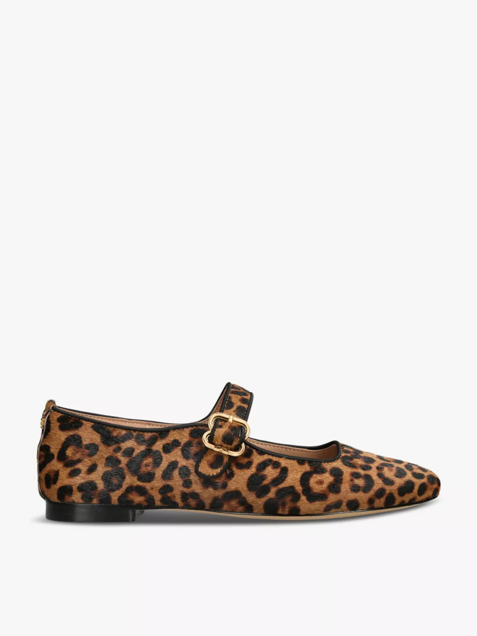 Michaela leopard-print leather ballet flats | Selfridges