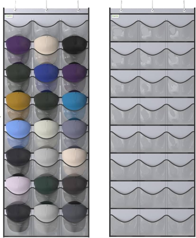 Unjumbly Baseball Hat Rack, 24 Pocket Over-The-Door Hat Organizer with Clear Deep Pockets to Disp... | Amazon (US)
