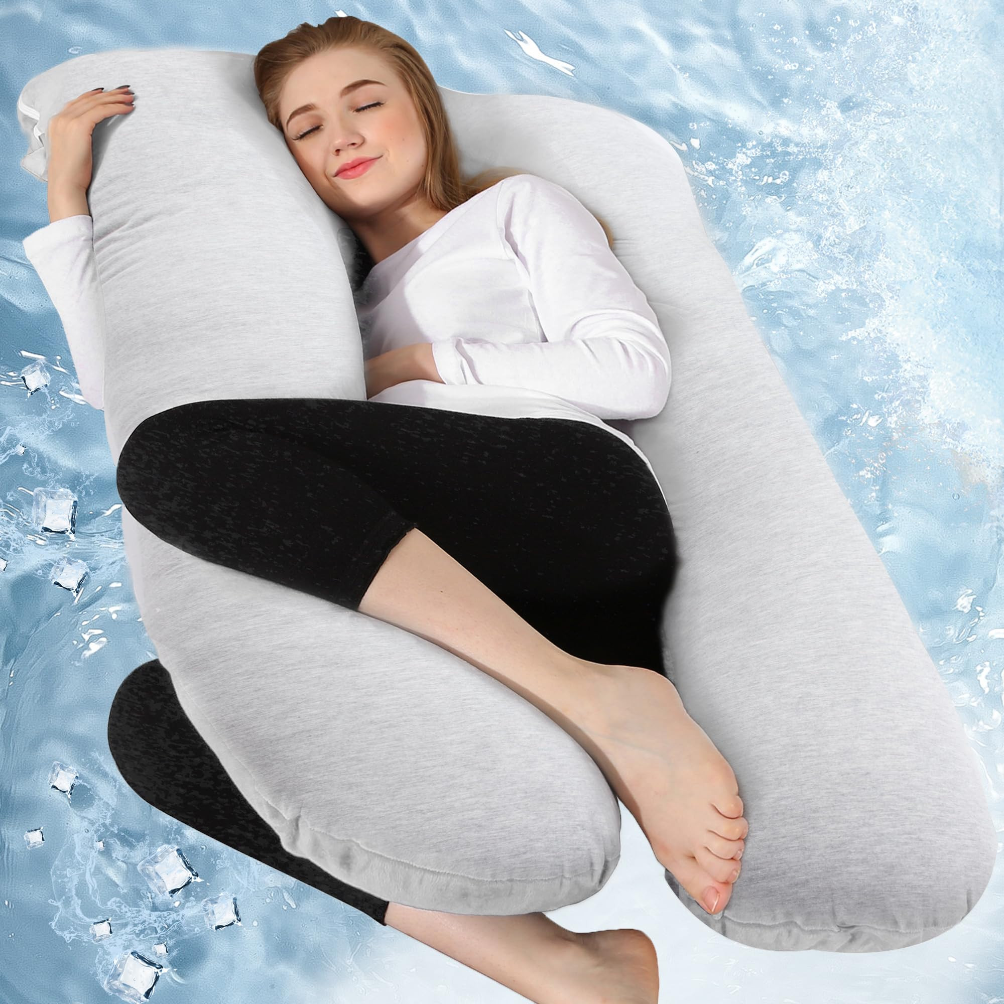 Chilling Home Cooling Jersey Cotton 59 Inch Pregnancy Pillow for Sleeping, Full Body Pillow for A... | Amazon (CA)