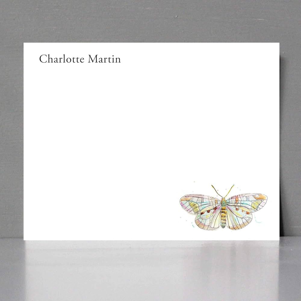 Personalized WATERCOLOR BUTTERFLY Flat Notes/Stationery - Sets of 12 or 20 (12) | Amazon (US)