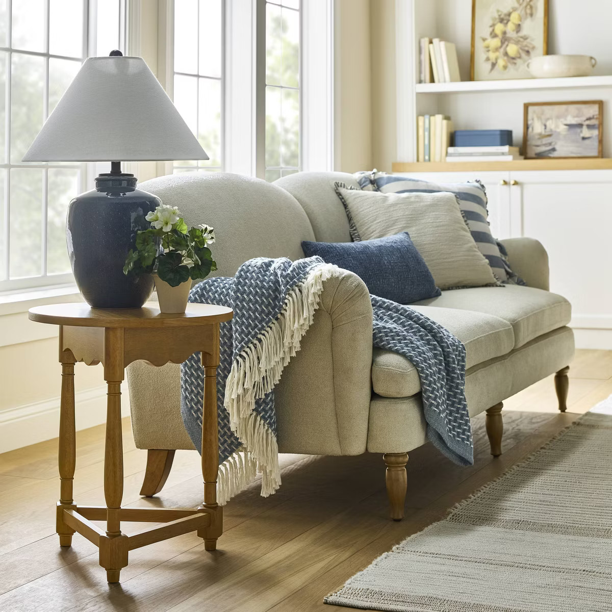 50"x60" Throw Woven Pattern Medium Blue/Cream  - Threshold™ Designed with Studio McGee | Target