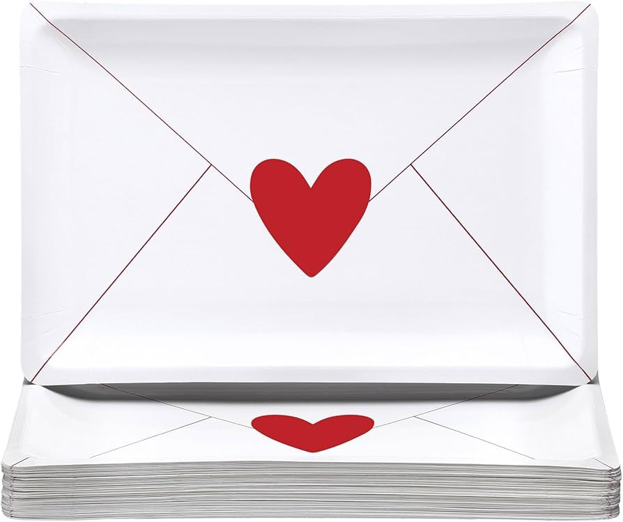 Havawish 50 Pcs Love Letter Lunch Plates 10x7 Inch Valentine's Day Paper Plates Classic Love Lett... | Amazon (US)