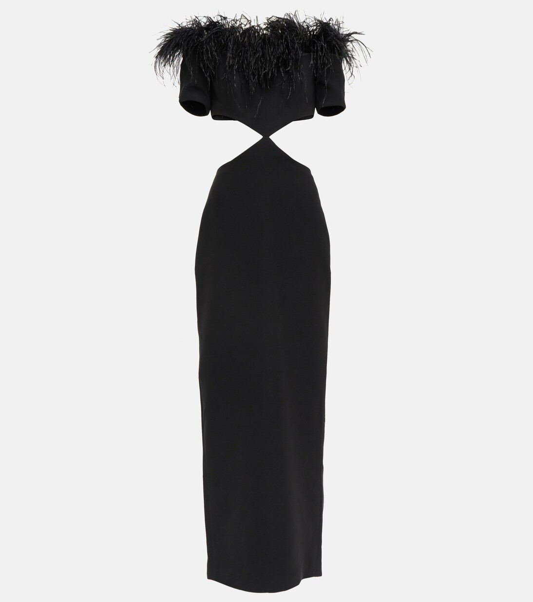 Feather-trimmed cutout crêpe gown | Mytheresa (US/CA)