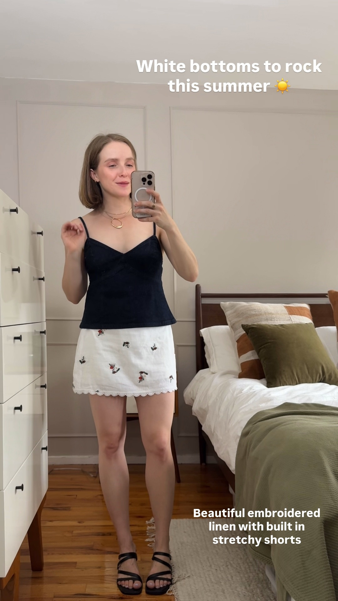 White linen skort with built in stretchy shorts, wearing xs curve love (im curvier in the hips/ thighs) 
Xs denim tank 
White bottoms for summer

#LTKootd #LTKSaleAlert #LTKPetite