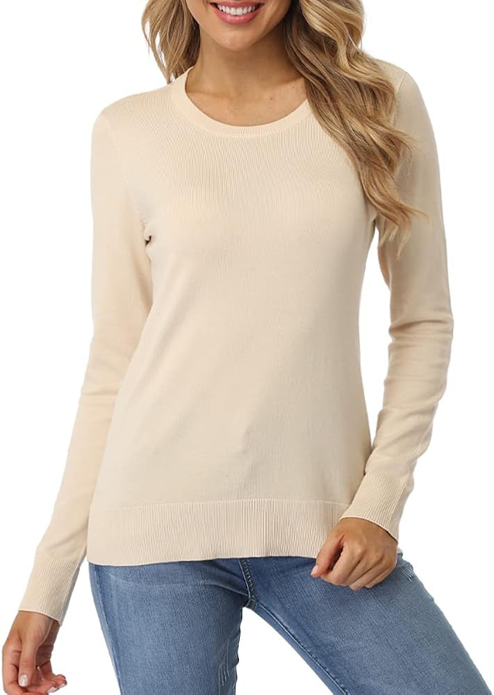 Fuinloth Women's Sweater, Lightweight Crewneck Long Sleeve Pullover | Amazon (US)