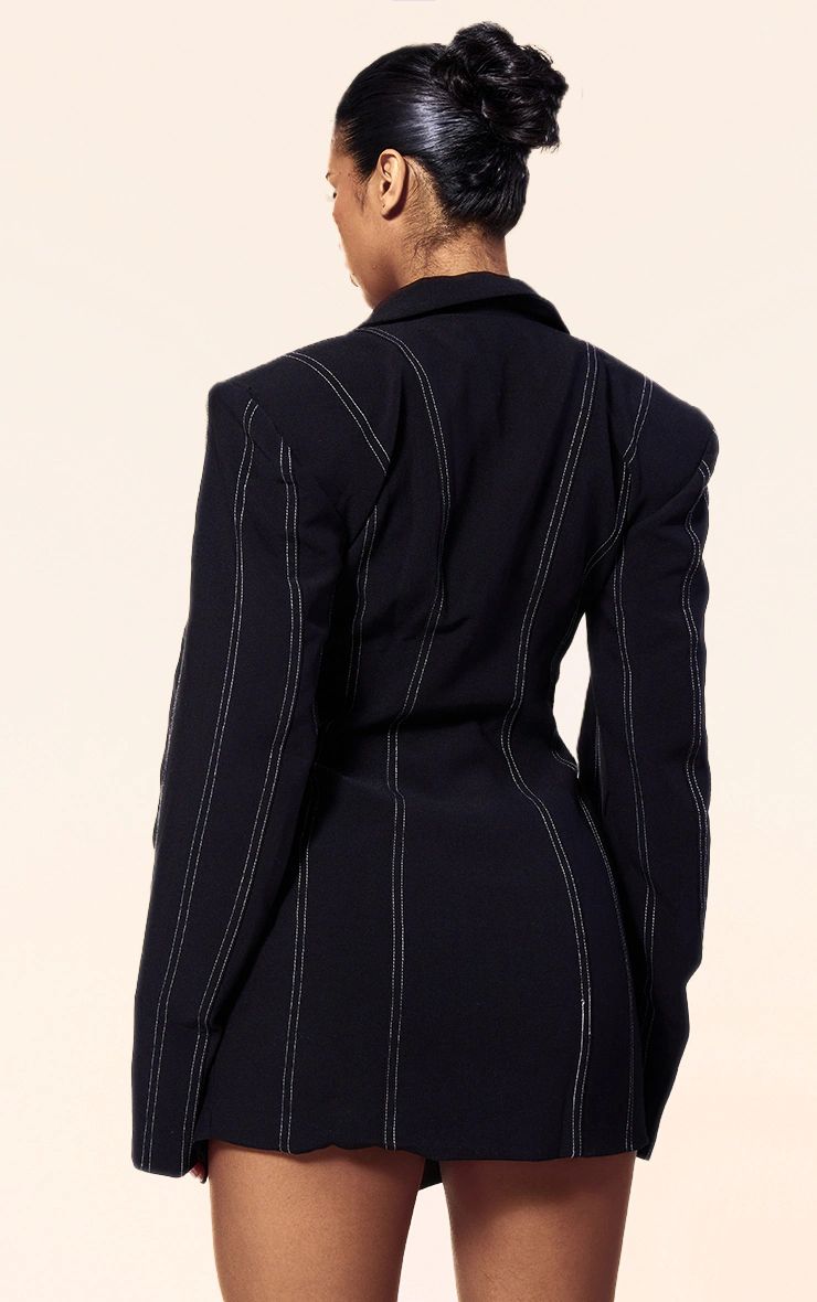 PLT Label Black Asymmetric Oversized Blazer Dress | PrettyLittleThing US