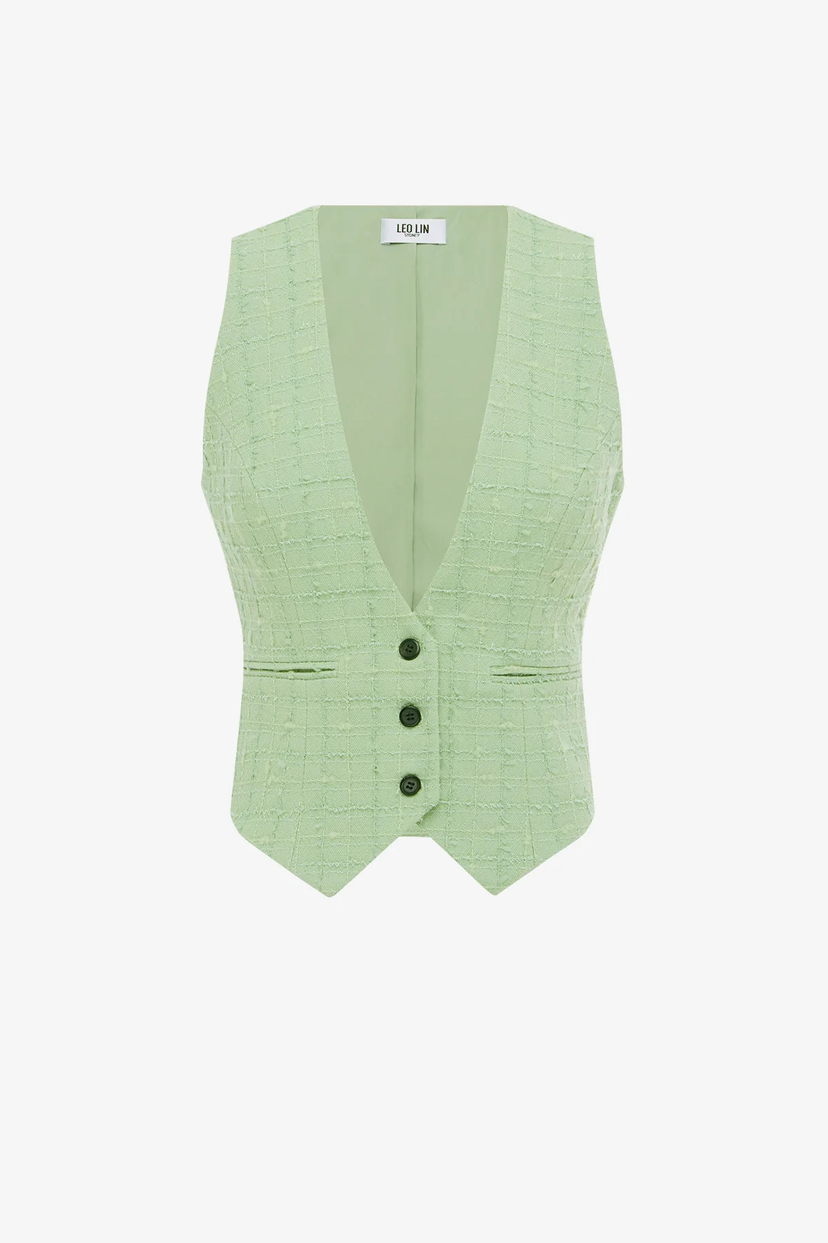 Anna-May Tweed Vest - Caledon Green | LEO LIN US