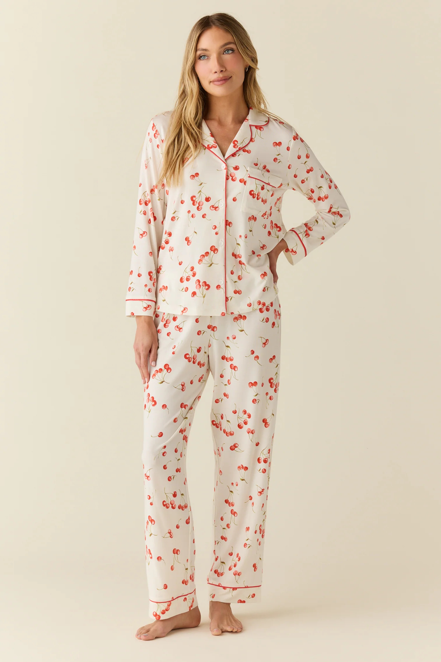 Aria TENCEL\u2122 Lyocell Long PJ Set in Cherry Jubilee | MASONgrey