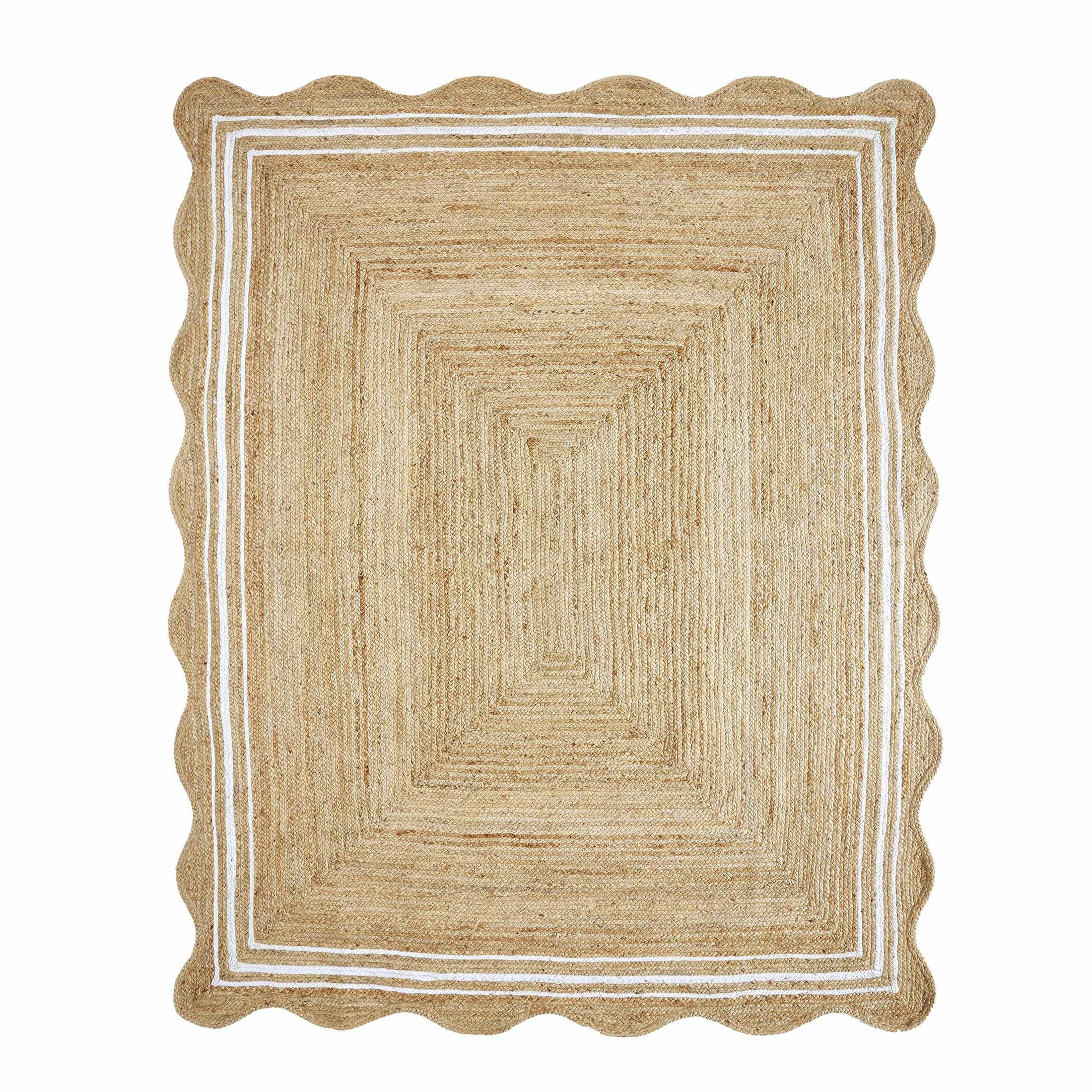 My Texas House Natural/White Scallop Jute with Border Area Rug, 9' x 12' | Walmart (US)