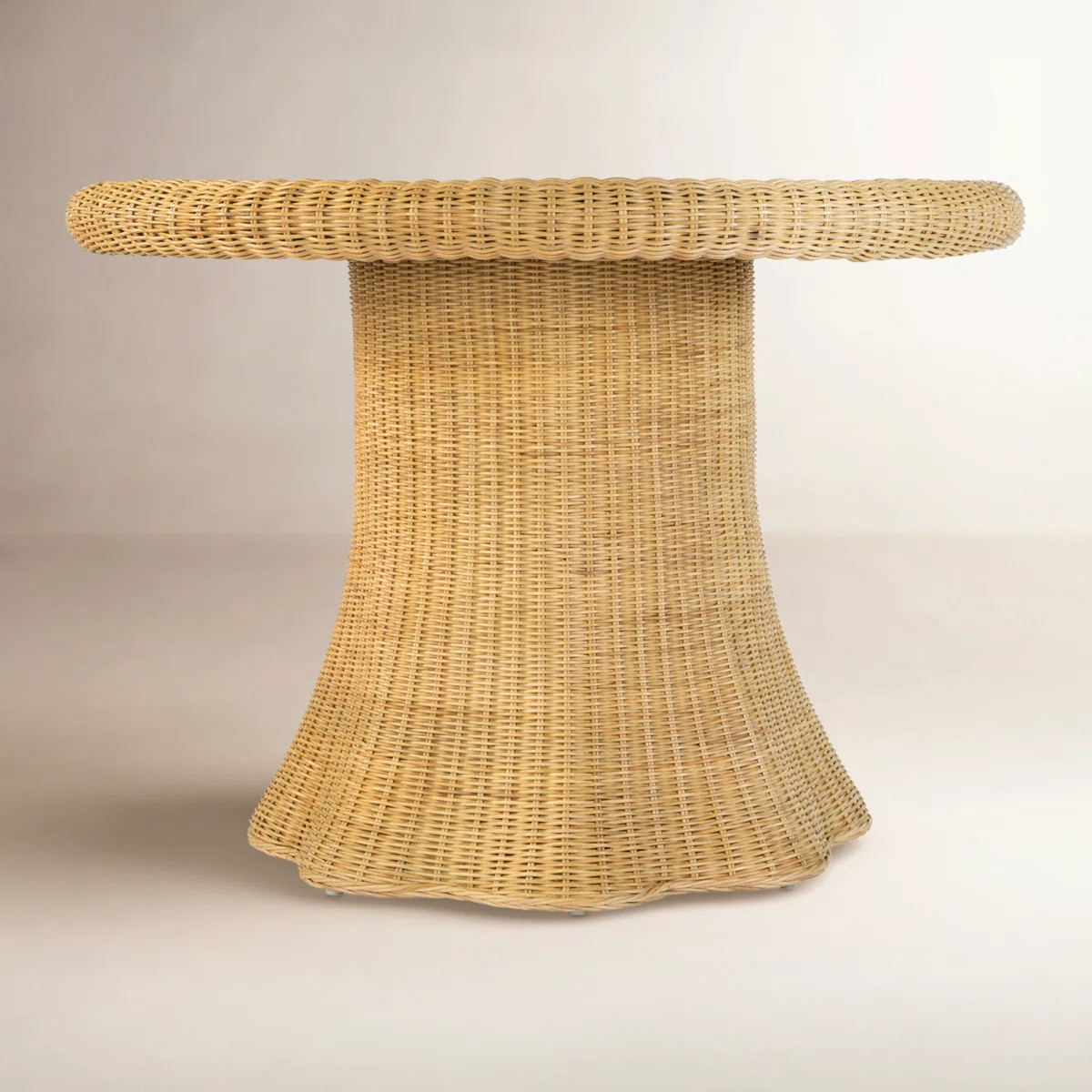 Lacie 42 in. W Round Rattan Dining Table with Glass Top | Wayfair North America