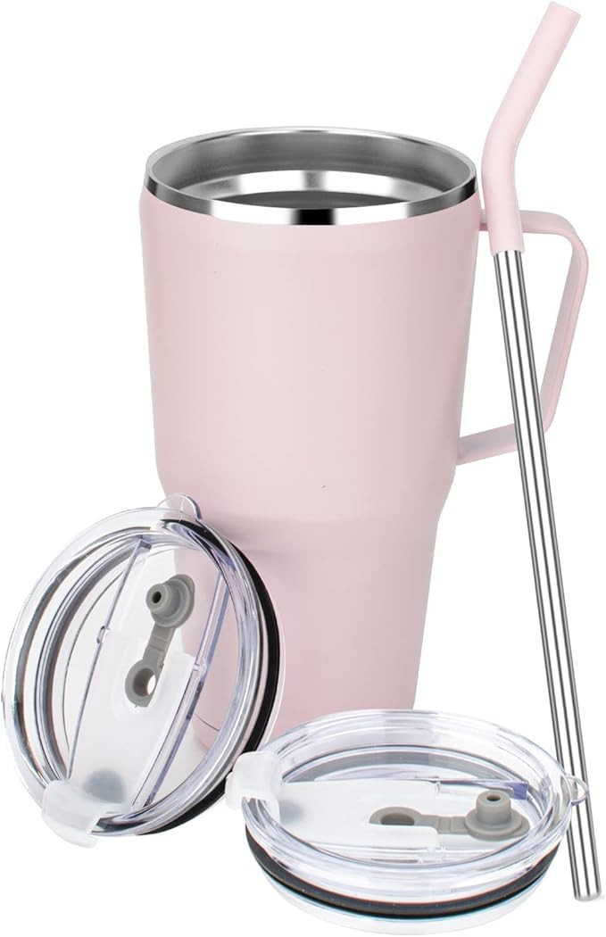 Sursip 30oz Mug/Tumbler,Stainless Steel Vacuum Insulated Mug with Handle,Lid and Straw,Keeps Drin... | Amazon (US)