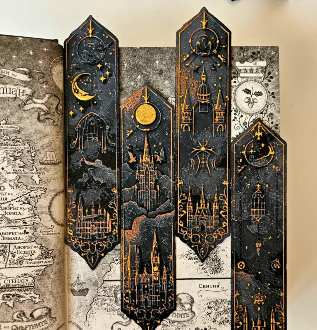 Set of 4 Moonlit Castle Bookmarks Gothic-inspired Fantasy Book Markers Enchanted Gift for Book Lo... | Etsy (US)