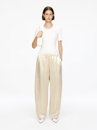 Drawstring Satin Trousers – Light Beige – Women – ARKET GB | Arket UK
