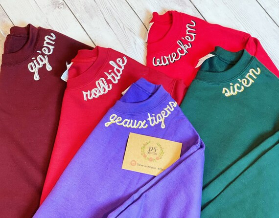 GO TEAM Spirit Sweatshirt Monogrammed Collar Line - Etsy | Etsy (US)