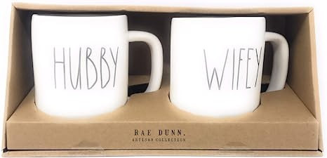 Rae Dunn by Magenta HUBBY and WIFEY Ceramic Coffee Mug Set | Amazon (US)