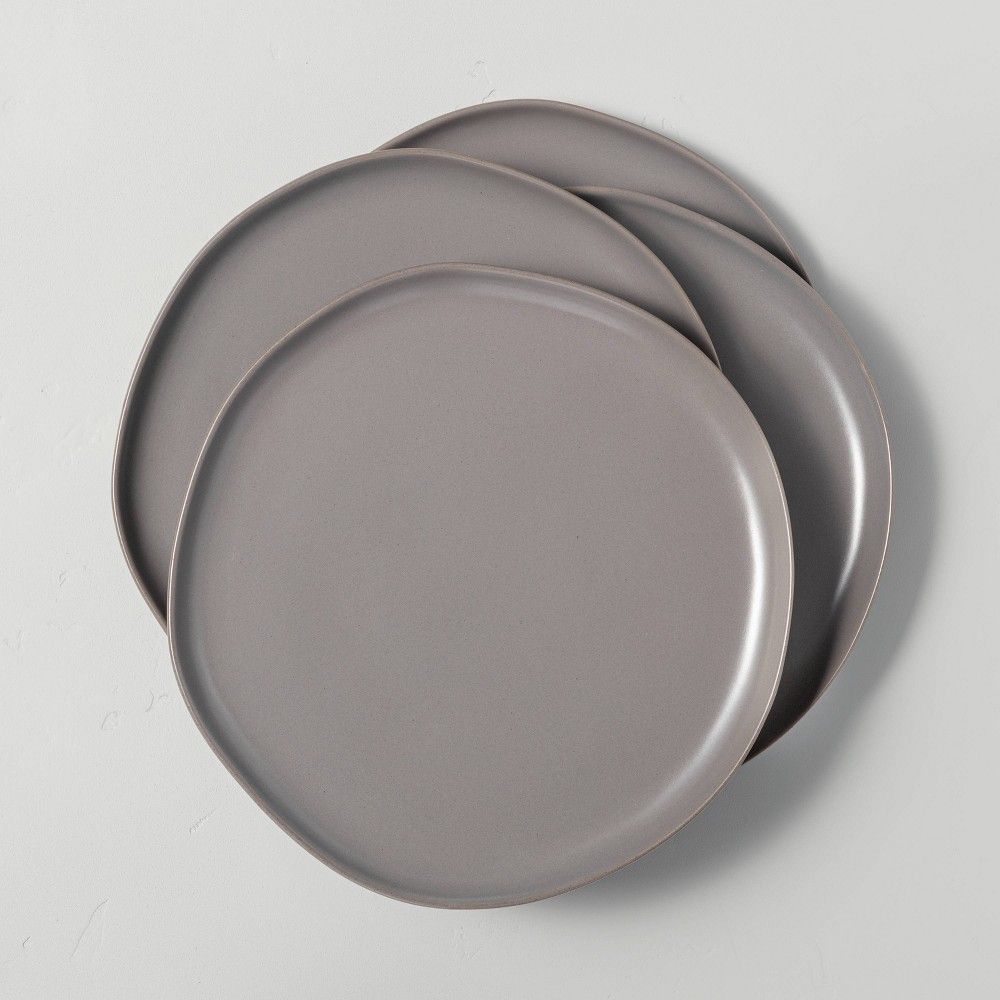 4pk Stoneware Dinner Plate Set Matte Gray - Hearth & Hand with Magnolia | Target