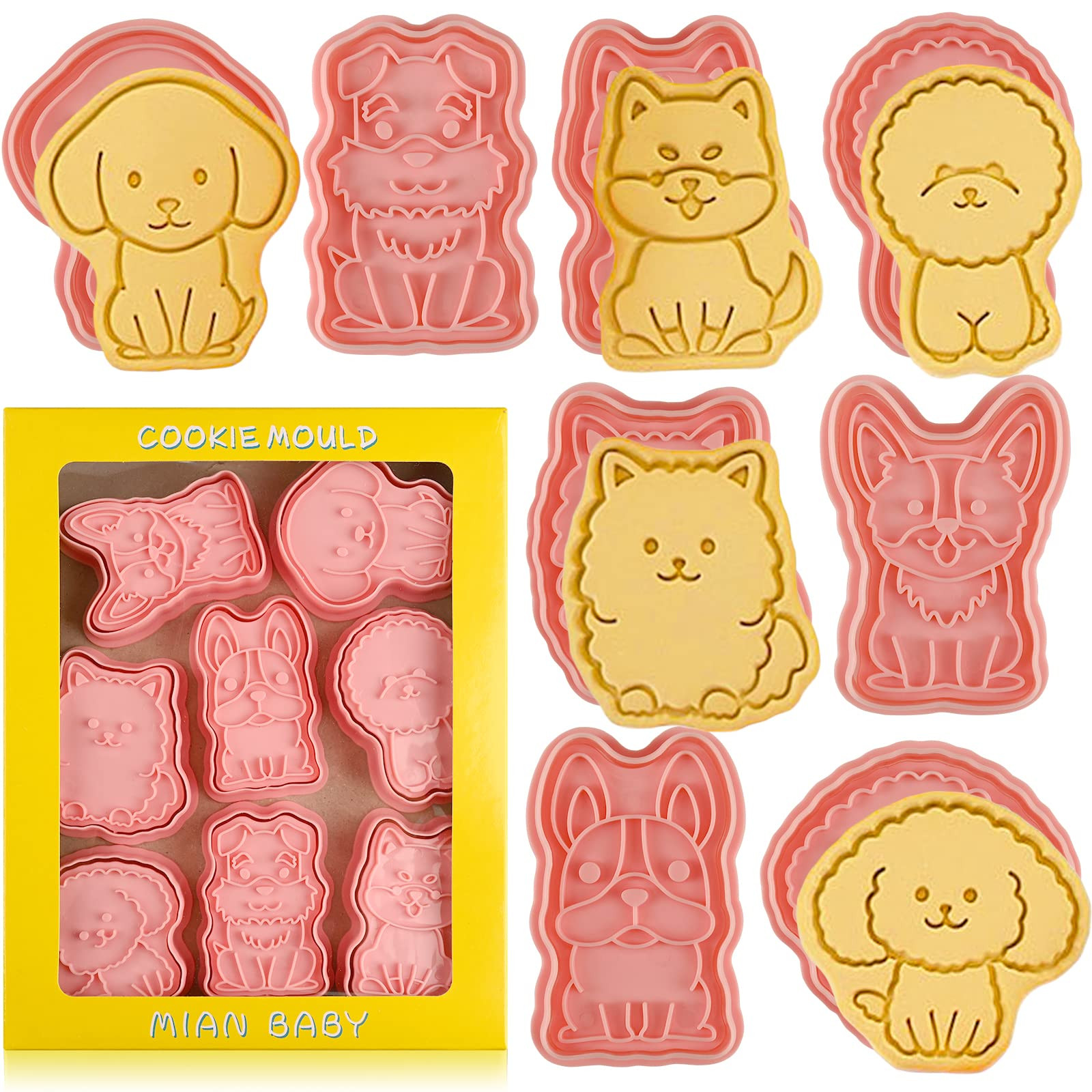 Amazon.com: Animal Cookie Cutters With Plunger Stamps Set,8 Piece 3D Animal Embossing Cutters For... | Amazon (US)