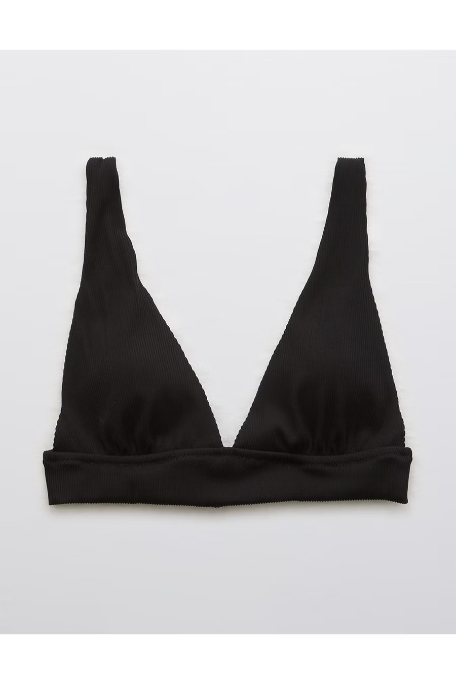 Aerie Ribbed Tie Longline Triangle Bikini Top | American Eagle Outfitters (US & CA)