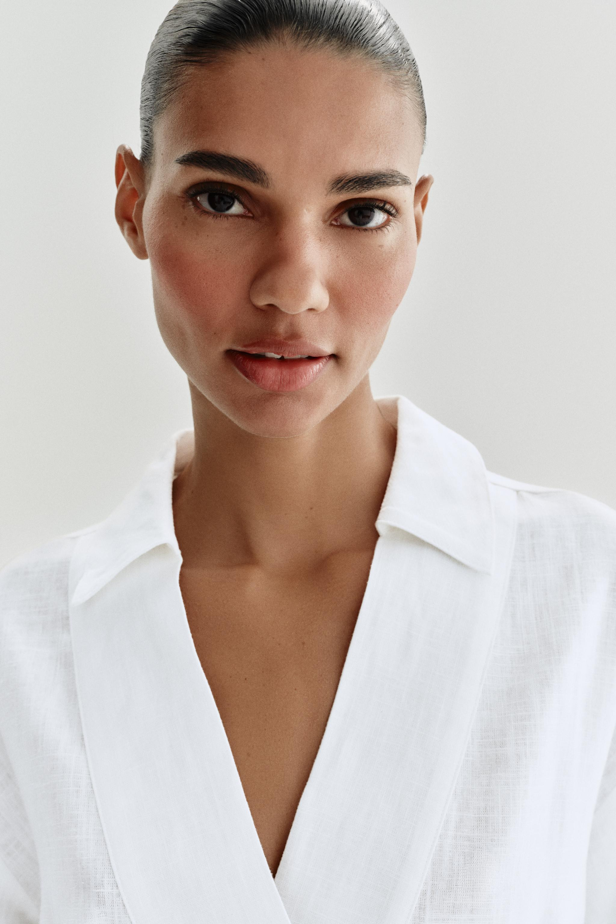 LINEN BLEND BLOUSE WITH POLO COLLAR | Zara FR