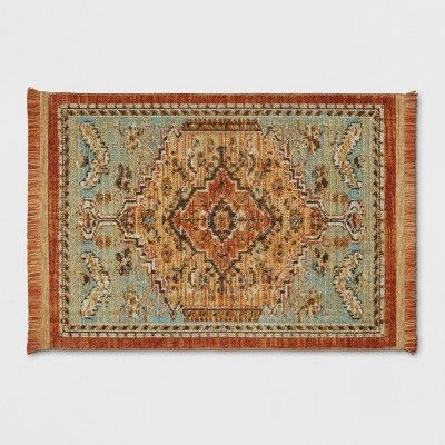 2'x3' Floral Woven Accent Rug Orange/Light Green - Threshold™ | Target