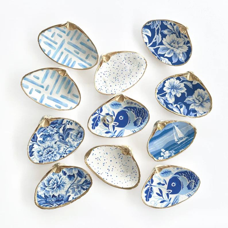 Nauti Blue Clam Shell Ring Dish, Bridal Shower Favors, Beachy Favors, Beach Themed Wedding Gift, ... | Etsy (US)