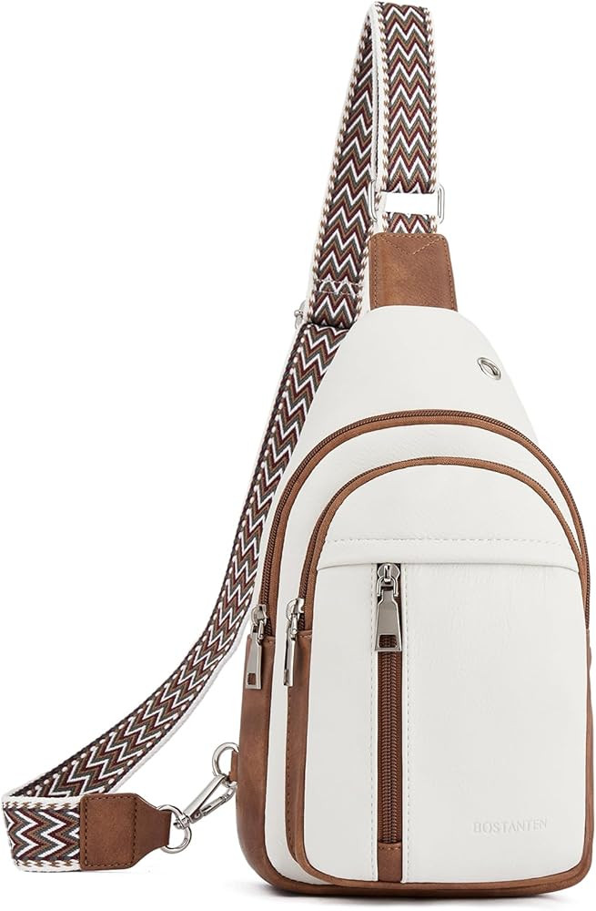 BOSTANTEN Sling Bag Cross Body Bag Trendy Leather Crossbody Purse Chest Bag with Adjustable Guita... | Amazon (US)