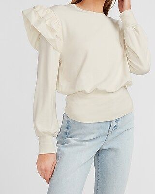 Tiered Ruffle Sleeve Sweatshirt | Express