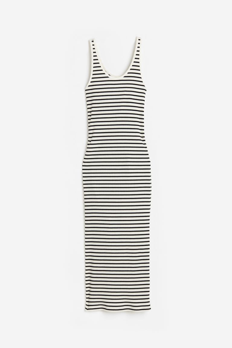 Ribbed Bodycon Dress - White/black striped - Ladies | H&M US | H&M (US + CA)