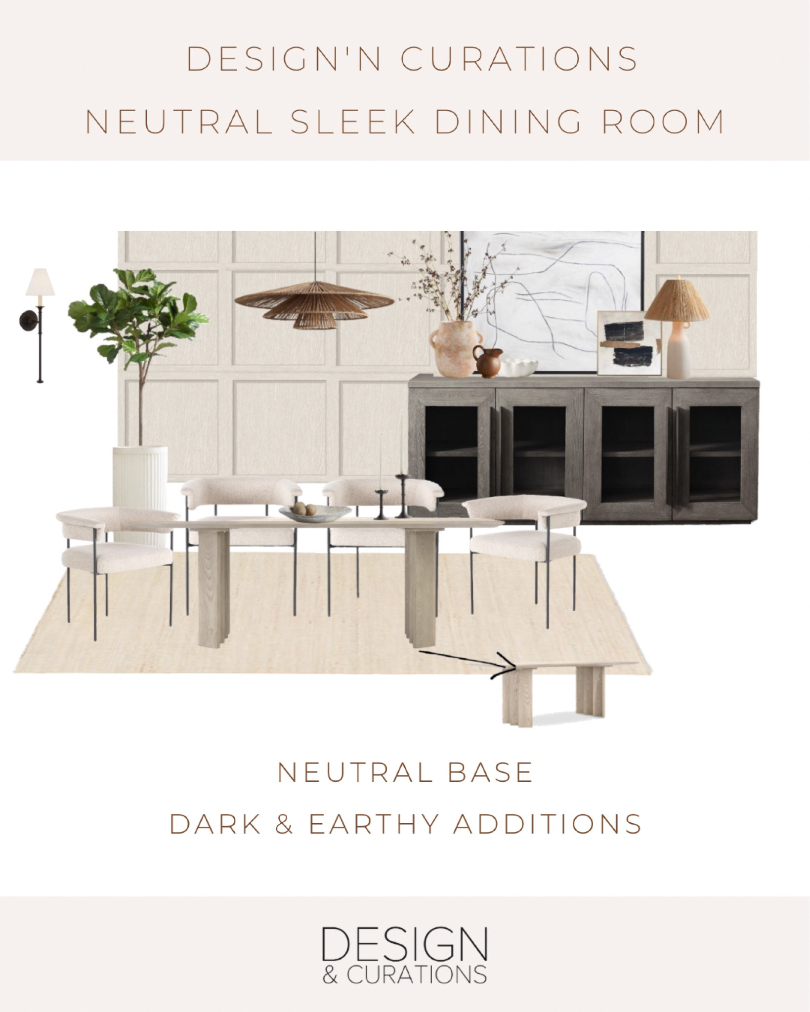 Dining room decor, neutral, earthy design. Home decor. White chairs, rattan chandelier. Organic modern style dining room.

#LTKFind #LTKhome